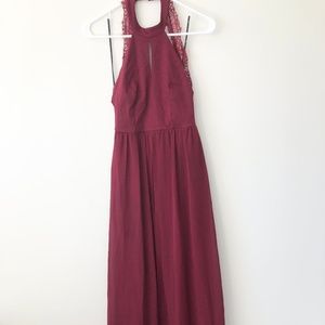 Lulu's Burgundy Lace Maxi Dress